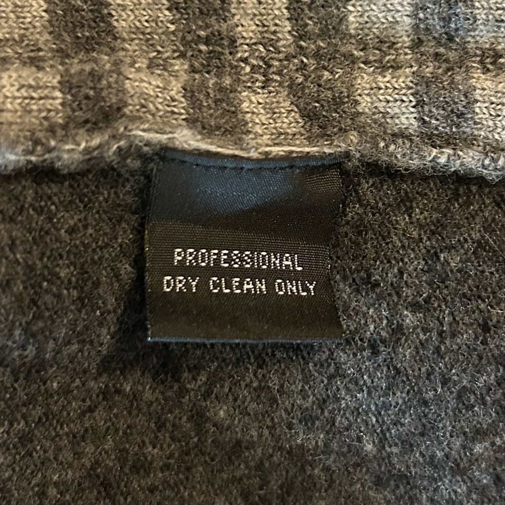 Mens Large Sweater with Collar Grey Lambs Wool Checker Preppy Kenneth Cole - Picture 8 of 10